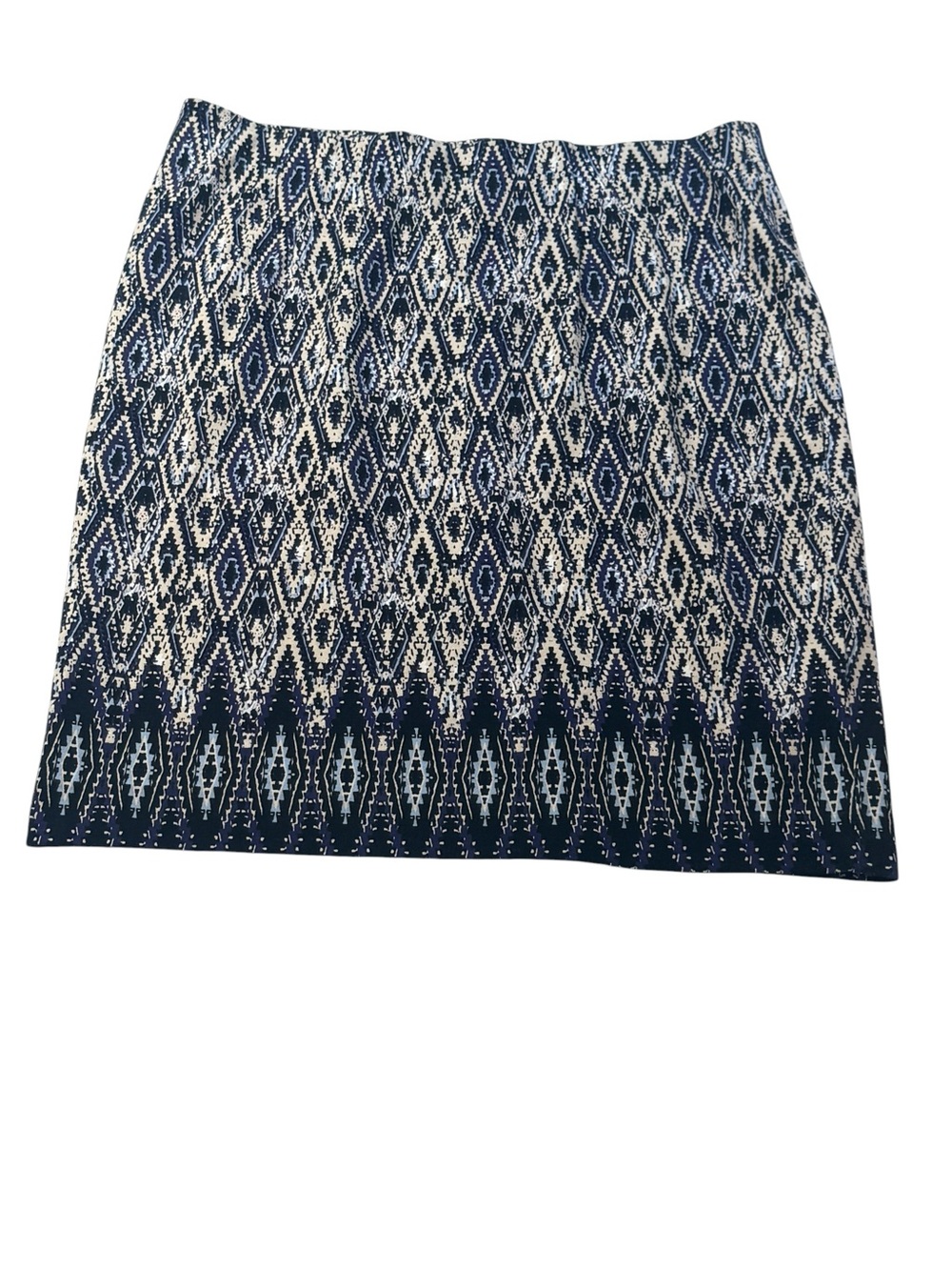 J. Jill Navy and White Patterned Mini Knit Stretch Skirt Size Small NWT